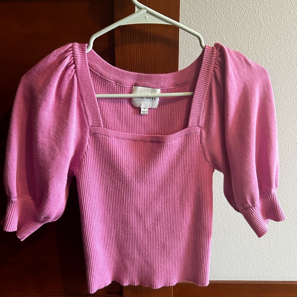 Pink Rose ribbed top. Super cute pink color. Only worn twice!